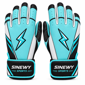 Gants de frappe SINEWY en cuir PU bleu, respirants, écologiques, séchage rapide, fermeture auto-agrippante, unisexe, pour entraînement adulte - Product Image 1