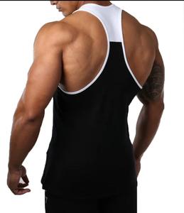 Men <b>Tank</b> <b>Top</b> Black <b>White</b> Contrast Sleeveless Casual Breathable Knitted O-Neck Solid Design - Product Image 1