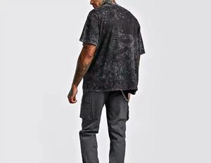 Camiseta de Cuello Redondo para Hombre, 100% Algodón, Lavado Ácido, Color Sólido, Secado Rápido, Transpirable, con Logotipo Personalizado, Estilo Vintage, Fitness, Streetwear, Hip Hop 2025 - Product Image 5