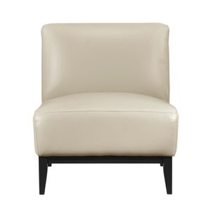 Lussuosa Poltrona in Pelle Beige con Cuscino Resistente e Schienale in Legno Massello, Comodo Arredo per Soggiorno - Product Image 2