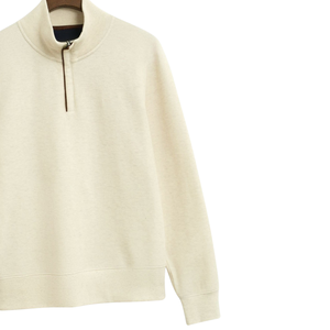 Affordable Price 100% Cotton Winter Men's Half Zip Sweatshirts New Fashion Solid Beige Color Long Sleeve Pullover Sweatshirts - Product Image 4