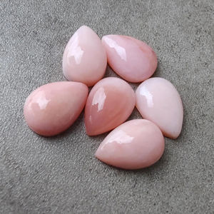โอปอลสีชมพูธรรมชาติทรงหยดน้ำแบบคาโบชอง, พลอยทรงลูกแพร์หลังแบนปรับขนาดได้, ขัดเงาเรียบเนียน - Product Image 1