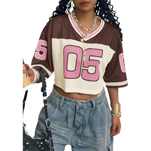 Maillot de football en maille à col en V pour femmes, numéro 05, vert et blanc, manches courtes, coupe ample, vêtement de sport respirant - Product Image 4