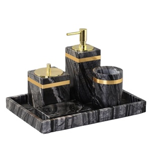 Ensemble de salle de bain en marbre de haute qualité, design en laiton doré pour la maison, l'hôtel décoratif, Design moderne, ensemble d'accessoires de salle de bain en marbre - Product Image 1