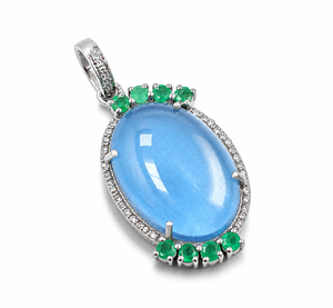 Pendentif en argent sterling 925 avec aquamarine naturelle taille diamant, bijou en pierre précieuse bleue fine pour femme - Product Image 1
