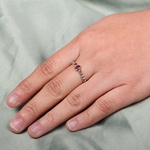 Natural Amethyst <b>Garnet</b> Gemstone <b>Ring</b> Handmade 925 Sterling <b>Silver</b> Statement Jewelry for Women - Product Image 4