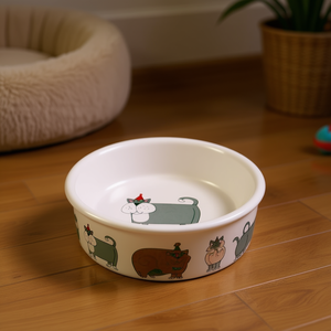 Juego de Comederos para Gatos de Cerámica Blanca, 0.2 L, 12 cm, Platos y Comederos para Mascotas - Product Image 3