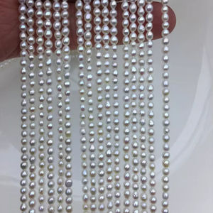 Perlas de Arroz Ovaladas Blancas de Agua Dulce de 3-4mm, Hilo Suelto para Fabricación de Joyas, Venta al por Mayor, Estilo en Tendencia 2026 - Product Image 1