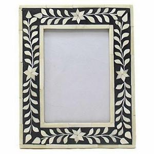 Cadre photo en bois de Style ange nautique fait à la main sculpté nacre agate incrustation design floral coloré os coloré - Product Image 2