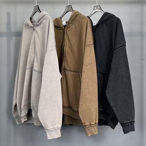 Sudaderas con capucha personalizadas para hombre Sudaderas con capucha Fleece Blank Zip up Vintage Pantalones Para Hombre Acid Wash Sun Faded Sudaderas con capucha desgastadas - Product Image 3