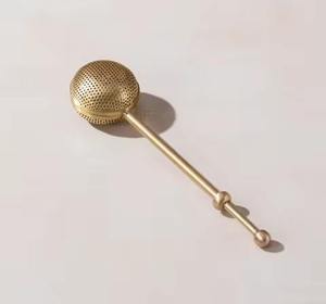 Premium brass tea strainer bowl with double handle perforated design loose leaf tea <b>filter</b> durable kitchen tea accessory elegant - Product Image 2