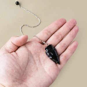Meilleures ventes en gros : Pendule en pointe de flèche de cristal noir personnalisé, fait main et poli, artisanat en pierre semi-précieuse pour la méditation Feng Shui - Product Image 2