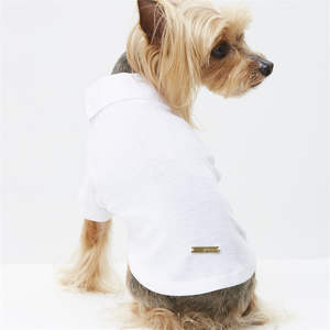 ODM Turn-Down Collar Sólido Blanco Polo Camiseta Perro Con Botón - Product Image 2