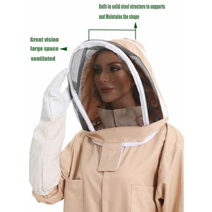 Traje de Apicultura con Capucha de Malla Ventilada, Protección Corporal Completa, Overol Beige, Guantes Blancos Incluidos - Product Image 6