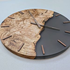 Wooden Resin Quartz Needle <b>Wall</b> <b>Clock</b> Handicraft Modern Design Silent Waterproof Customizable Color Hanging <b>Decor</b> - Product Image 1