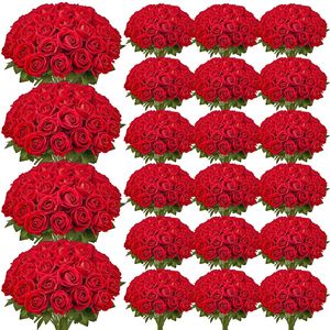 Fiori artificiali realistici in schiuma rossa 500 pezzi rose finte alla rinfusa per matrimonio doccia nuziale decorazioni per la casa tavoli per feste fai da te - Product Image 1