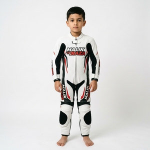 Combinaison de moto en cuir personnalisée pour enfants, équipement de course moto pour jeunes, combinaison de course en cuir de vache véritable, design de logo personnalisé - Product Image 5