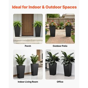 2 Pack 30-Inch Tall Modern Outdoor Indoor Planters <b>Large</b> Plastic Taper Flower <b>Pots</b> with Raised Feature for Front Porch & Garden - Product Image 6