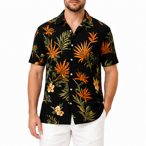Camisa Hawaiana Blanca con Estampado Floral para Hombre, Nueva Llegada 2026, Venta al Por Mayor, Manga Corta, Transpirable, Casual, con Botones, para Playa - Product Image 4