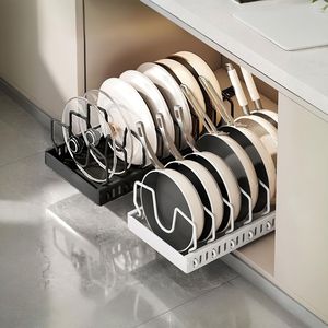 Portautensili scorrevole regolabile in acciaio al carbonio, porta coperchi anti-ruggine per pentole, spezie, taglieri e accessori da forno - Product Image 4