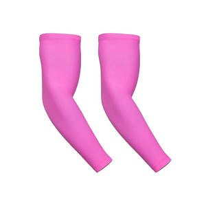 Mangas de protección solar UV color rosa liso con logo personalizado, transpirables, para brazos y codos, ideales para deportes al aire libre. - Product Image 6