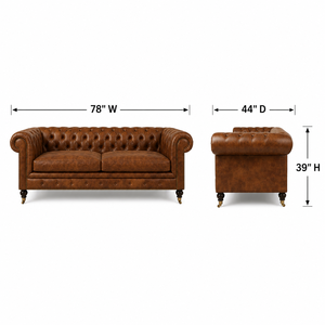 Classic Chesterfield Genuine Leather <b>Sofa</b> 2 Seater Button Tufted Living Room Couch Leather <b>Sofa</b> - Product Image 2