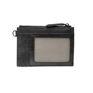 Highly Recommended Castello Genuine Leather Cowhide ID <b>Card</b> <b>Holder</b> <b>Wallet</b> Black Washed Vintage Tone Zipper Closure Polyester - Product Image 2