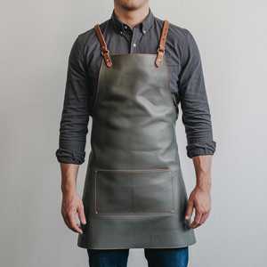 Premium Genuine Leather <b>Apron</b> for Cooking <b>BBQ</b> Kitchen Work Custom Logo Adjustable Straps Wholesale Bulk Supplier LPN-0288 - Product Image 2