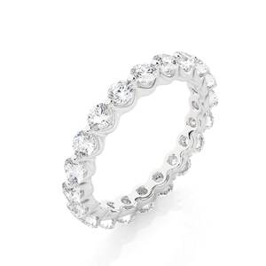 Anillo de Eternidad Completo con Diamantes Cultivados en Laboratorio, Corte Brillante Redondo, Chapado en Oro Rosa, Joyería de Boda, Color D, Diamantes Preciosos, Anillos Vintage - Product Image 3