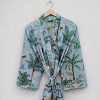Robe longue d'intérieur pour femme, collection automne-printemps-été, en coton, faite main, style kimono tropical, élégante et douce, idéale comme peignoir ou tenue de nuit, vente en gros