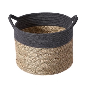 Panier de rangement intérieur en jonc de mer gris moyen à rayures, fait main, vente en gros, écologique, fabriqué au Vietnam - Product Image 6