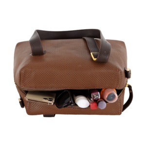 Bolso de Mano Personalizado de Cuero Genuino Nappa, Acabado Marrón Castaño Perforado, Marca Privada OEM/ODM, Venta al Por Mayor, Estilo de Lujo - Product Image 5