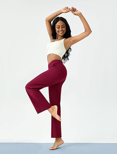 Custom Women's Wide Leg Yoga Pants Casual <b>Work</b> Dress Pants Lounge Sweatpants High Waist Comfy Loose <b>Trousers</b> with Pockets - Product Image 4