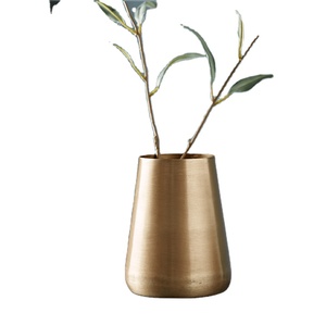 Vase à fleurs en métal doré brossé, décoration de mariage, center de Table, décoration de salle, Vase de sol disponible - Product Image 1