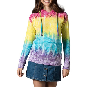 <b>Rainbow</b> Tie Dye Womens Pullover <b>Hoodie</b> Gradient Colorful Drawstring Soft Casual Festival Sweatshirt - Product Image 4
