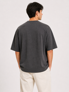 Camiseta con hombros caídos, corte holgado, mezcla de algodón premium, tela transpirable, estilo streetwear moderno, diseño personalizado, tacto suave - Product Image 3
