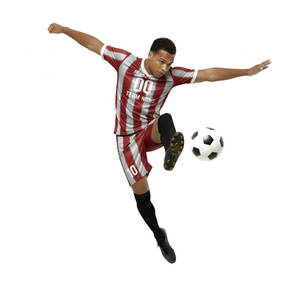 Conjunto de Uniforme de Fútbol Personalizado con Nombre de Equipo, Aplicación de Rayas Teñidas, 100% Poliéster, Manga Corta - Product Image 2