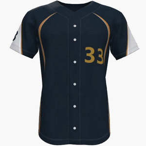 Maillot de baseball personnalisé pour homme, numéro 33, sublimé, manches courtes, col en V, en polyester anti-humidité, tenue uniforme - Product Image 1