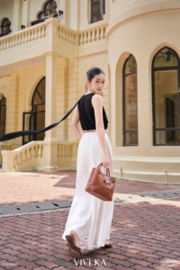 Pantalones de Mujer Modernos y Elegantes, Blancos, de Cintura Alta, Pierna Ancha y Larga, Casuales, de Oficina, KRISTINA - Product Image 4