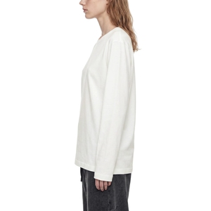 Camiseta Blanca de Manga Larga para Mujer, Cuello Redondo, Algodón Liso, Básica, Casual, al por Mayor - Product Image 4