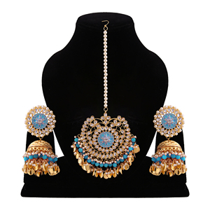 Indian Alloy Trendy Drop Zircon Tassel Jhumka <b>Handmade</b> <b>Earrings</b> Crystal Rhinestone Pearl HeadpieceMaang Tikka Wedding Jewelry - Product Image 2