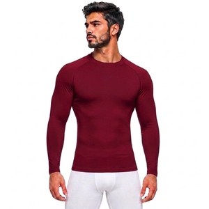 Unisex Maroon Long Sleeve <b>Compression</b> <b>Shirt</b> Eco-Friendly Anti-Bacterial Anti-UV Quick Dry Breathable Stretchable Activewear - Product Image 1