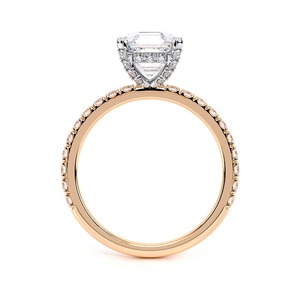 Anillo de Compromiso con Diamante de Corte Asscher de 1.00CT, Banda Pavé de Oro Rosa de 14K, Joyería Fina Personalizada, Fabricante Mayorista - Product Image 3
