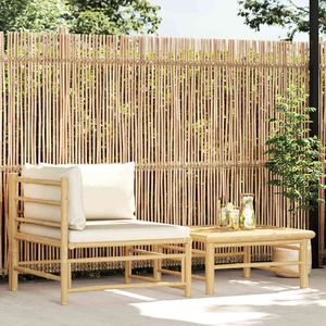 Conjunto de Muebles de Jardín de Poliéster 100% en Color Crema Bambú para Relajación al Aire Libre - Product Image 1