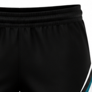 Shorts de volley-ball noir et bleu sarcelle, bas de tenue sportive légers pour la performance d'équipe, vêtements de match et uniformes d'entraînement pour clubs et joueurs - Product Image 5