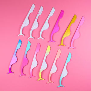 Pince à cils professionnelle à pointe large, applicateur de précision en acier inoxydable, pince à sourcils, extensions de cils, pointes en fibre, pour salon - Product Image 4