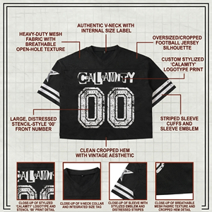 Samson 00 Crop Top Men's Oversized Streetwear Jersey T-Shirt <b>Black</b> Short Sleeve O-Neck Printed Pattern - Product Image 6