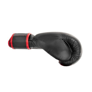 Leather Boxing Gloves Black Red Laced Adjustable Wrist <b>Strap</b> for Adults Boxing Training Gear Best Price Custom Boxing Gloves - Product Image 3