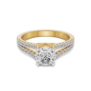 1.80 CTW Round Cut Lab Grown Diamond Engagement <b>Ring</b> <b>Split</b> Shank Band IGI Certified 14K Solid Gold Bridal <b>Ring</b> for Women - Product Image 2