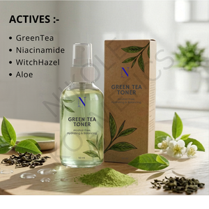Tonique liquide sans alcool au thé vert avec panthénol pour peaux grasses et sensibles, hydratant, minimisant les pores, apaisant, tonique facial - Product Image 2